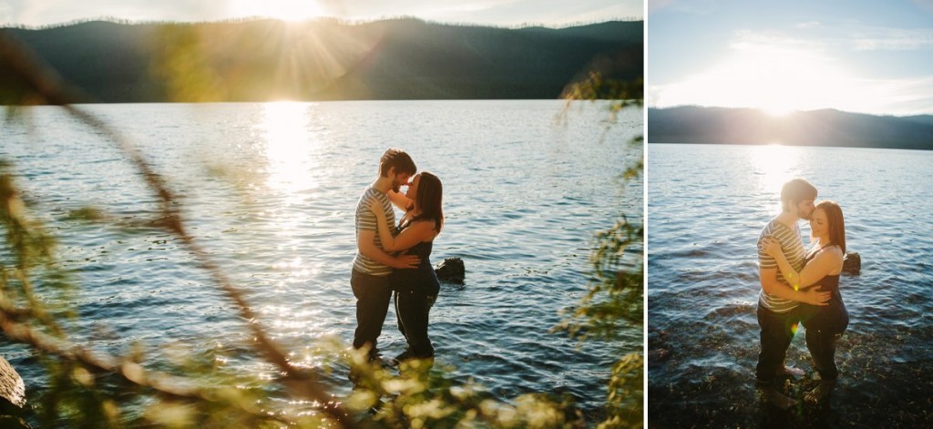Glacier National Park Engagement Photos Couple Kissing