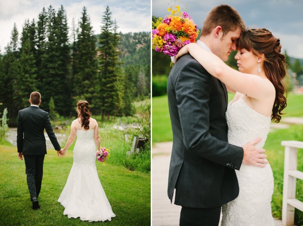 Rainbow Ranch Lodge Big Sky MT Wedding Photos Couple Holding Hands