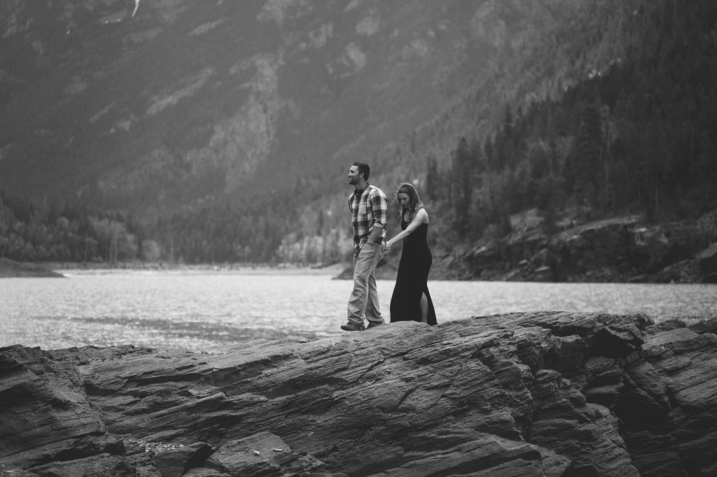 Missoula Montana Mountain Rustic Engagement Session Couple Holding Hands