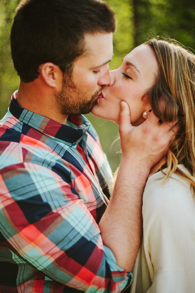 Missoula Montana Mountain Rustic Engagement Session Couple Kissing