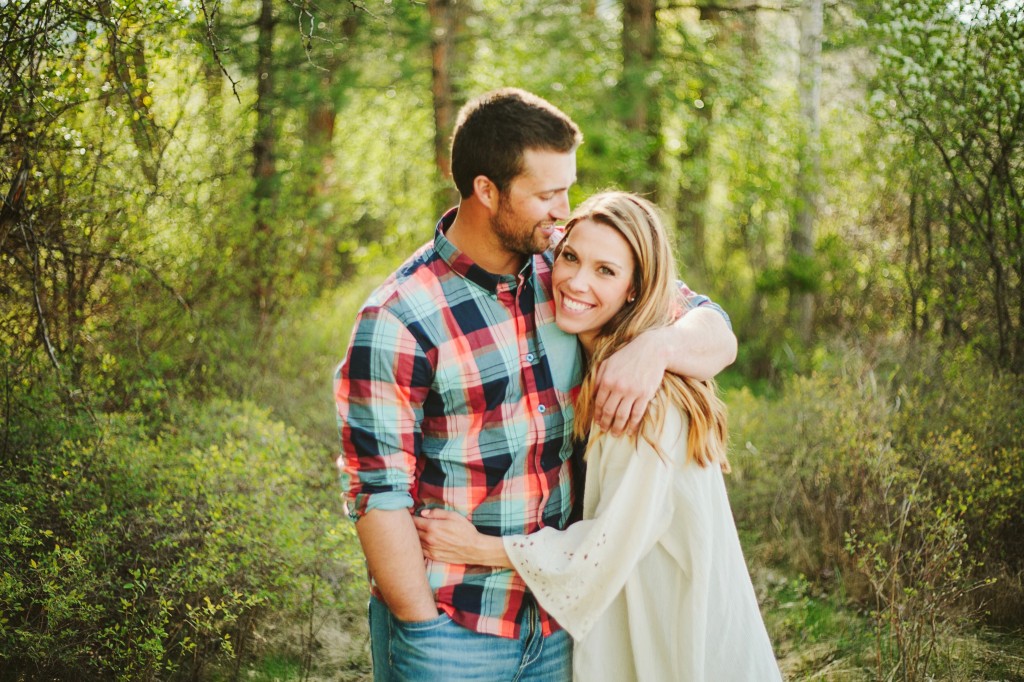 Missoula Montana Mountain Rustic Engagement Session Couple Laughing