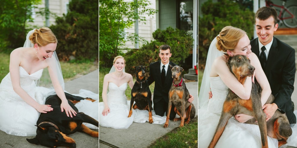 Missoula MT Spring Wedding Photos Couple with Dogs