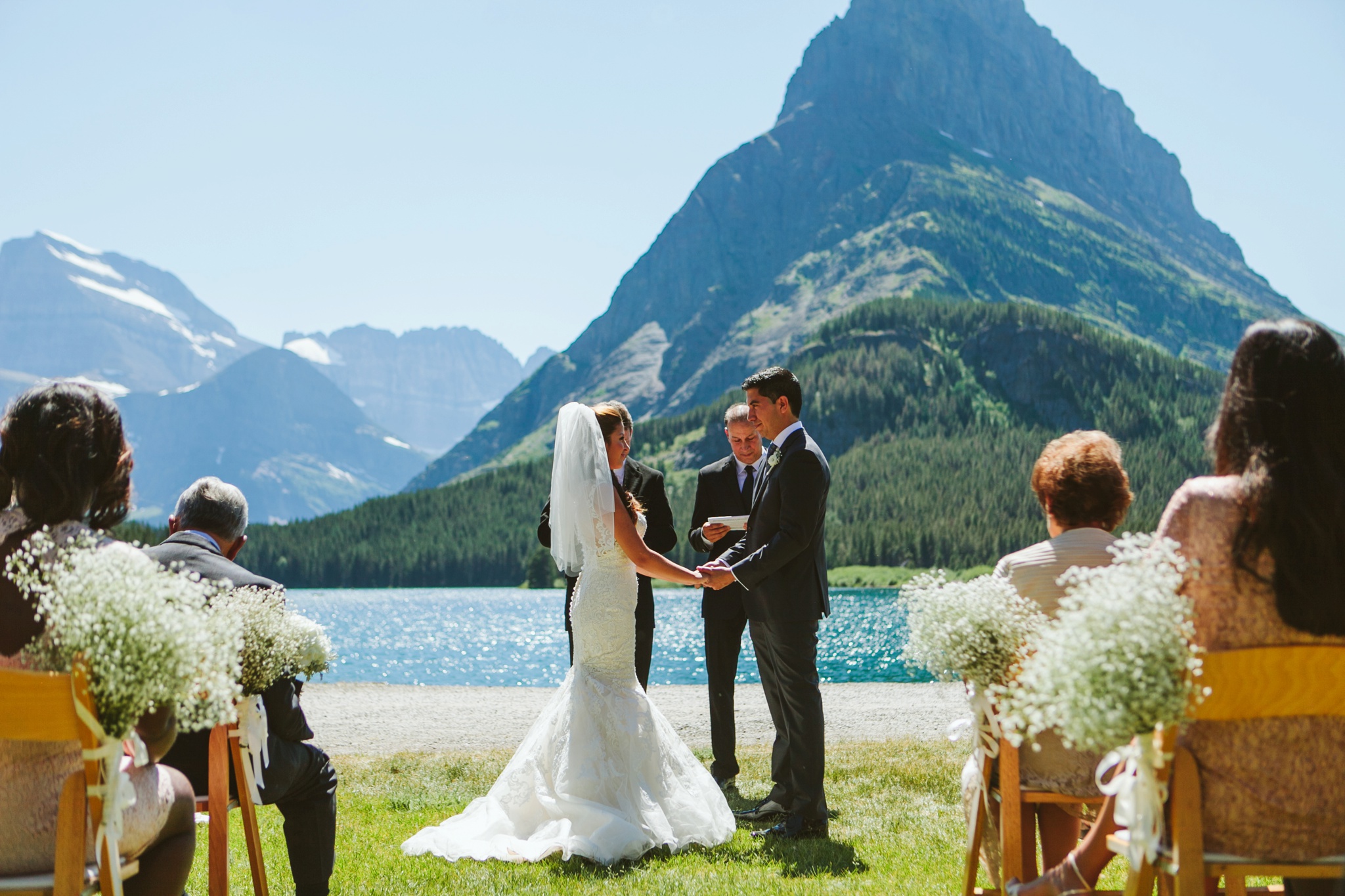 Glacier National Park Many Glacier Wedding Lakeshore Ceremony