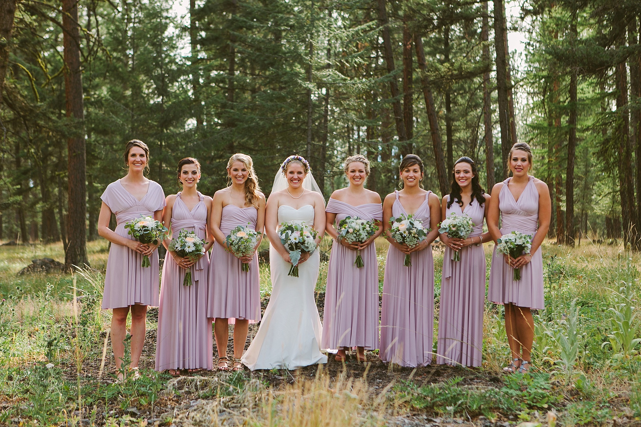 Missoula MT Backyard Forest Wedding Bridesmaids