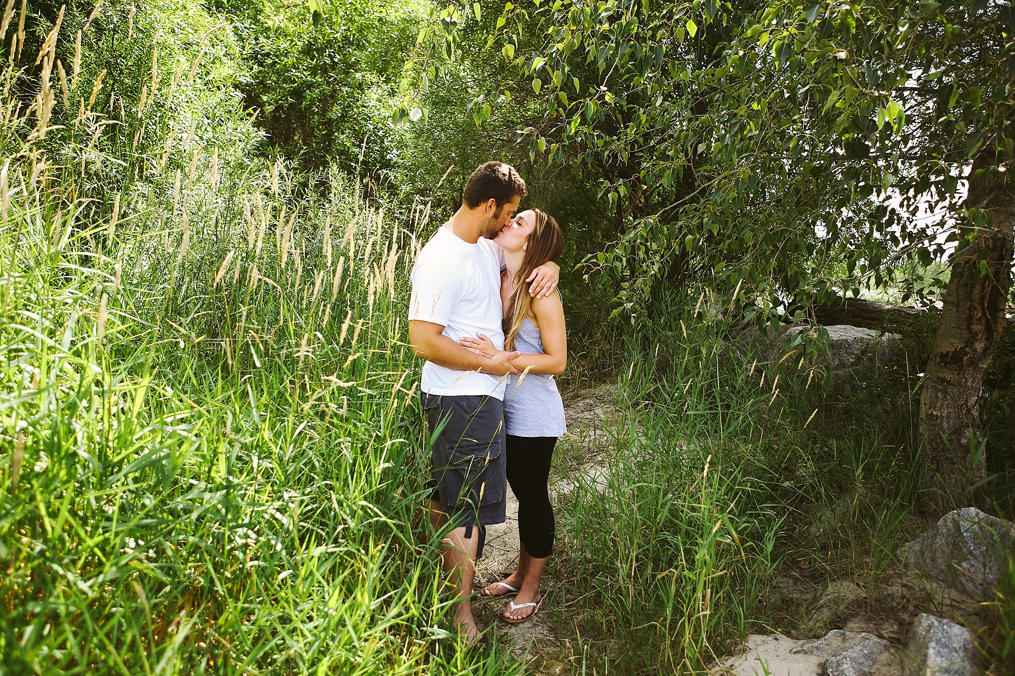 Missoula MT Summer Secret Proposal Couple Kissing