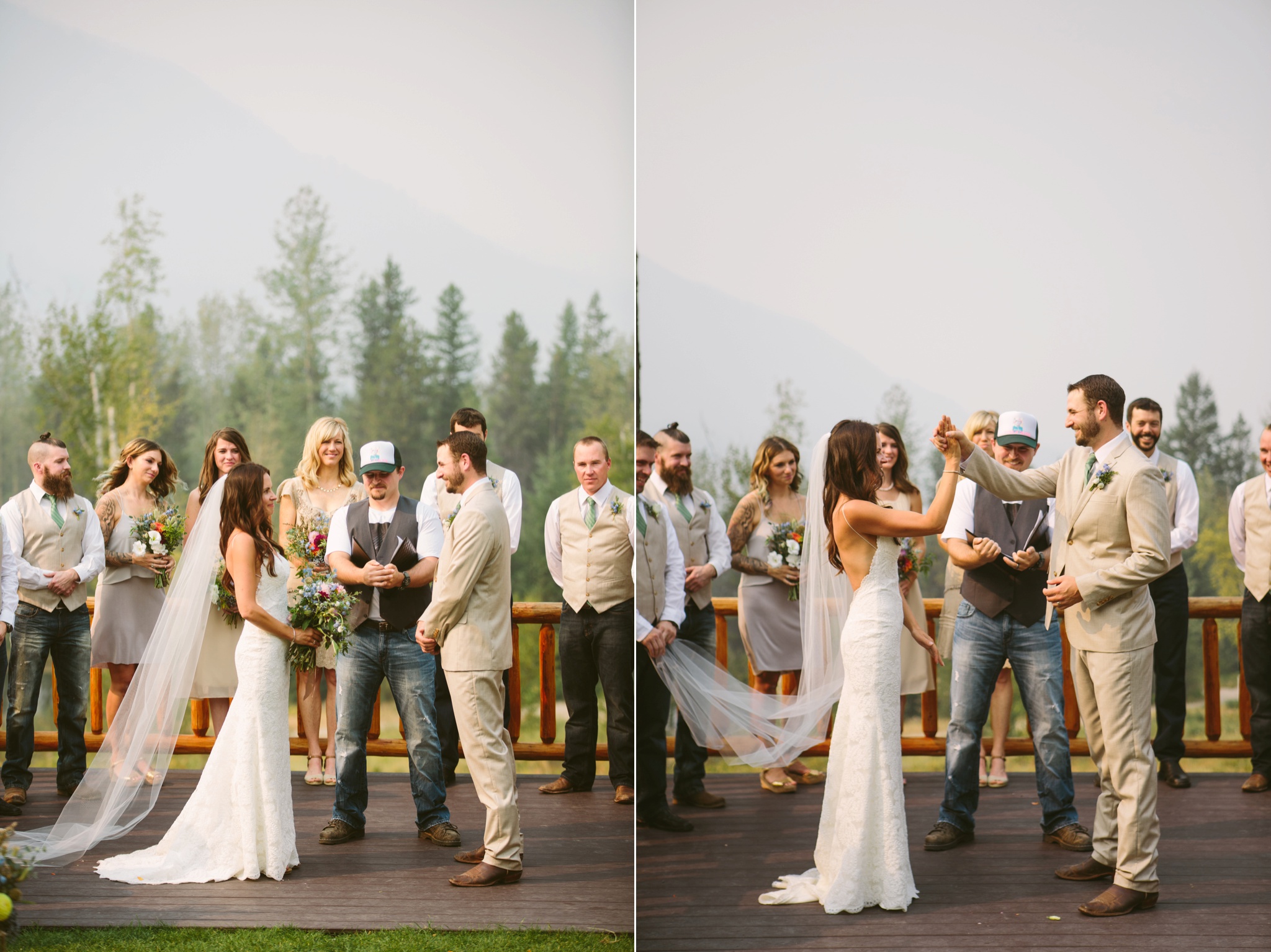 West Glacier National Park Outdoor Raft Center Wedding Ceremony High Five