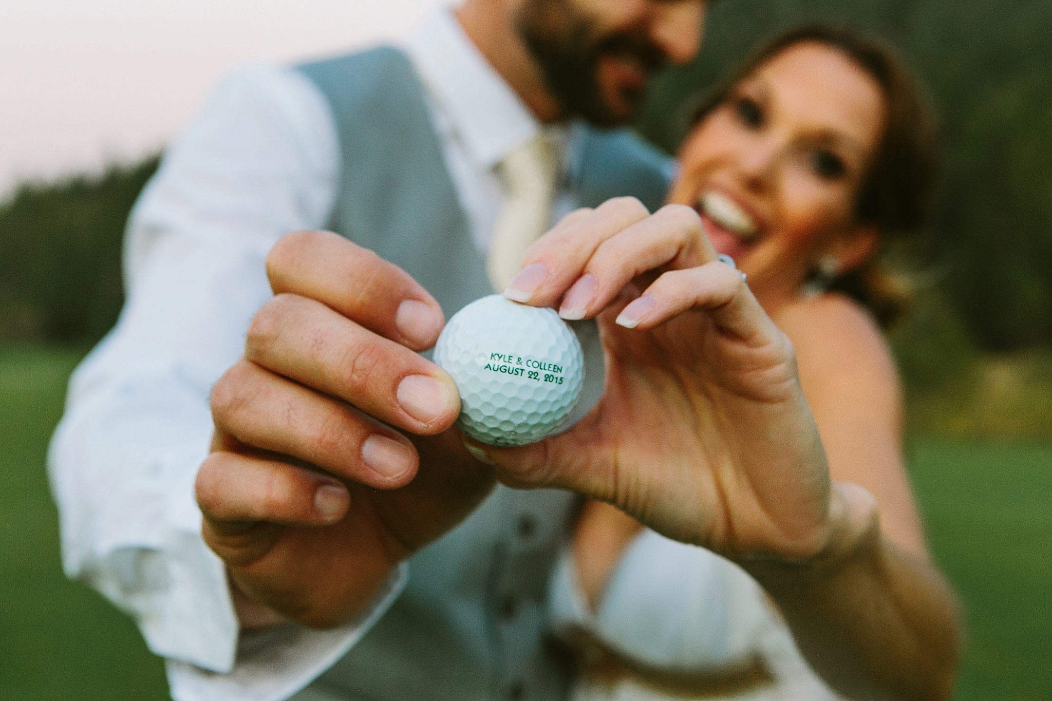 Sandpoint Idaho golf course wedding photo customized golf balls