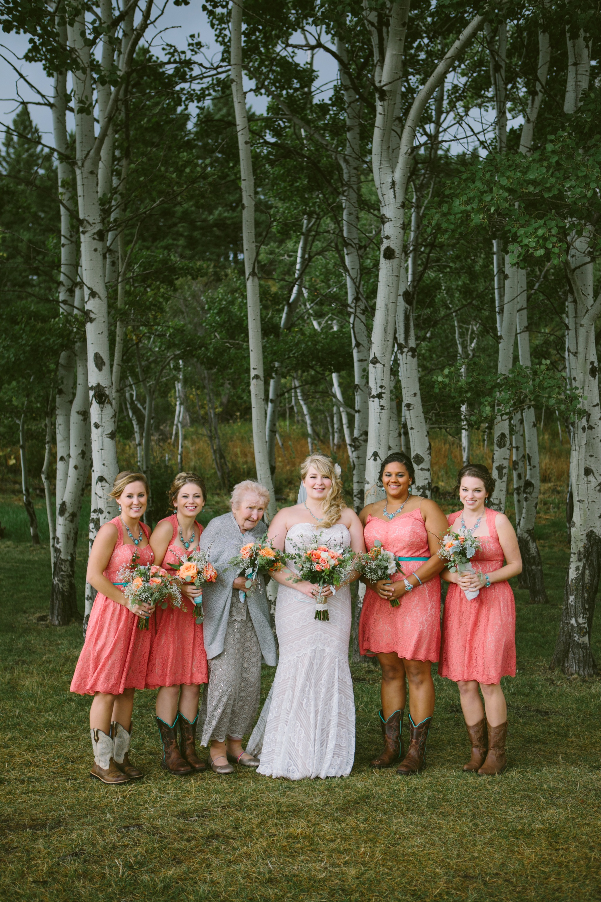 Arrowpeak Lodge Great Falls MT Wedding Photos Coral Bridesmaids