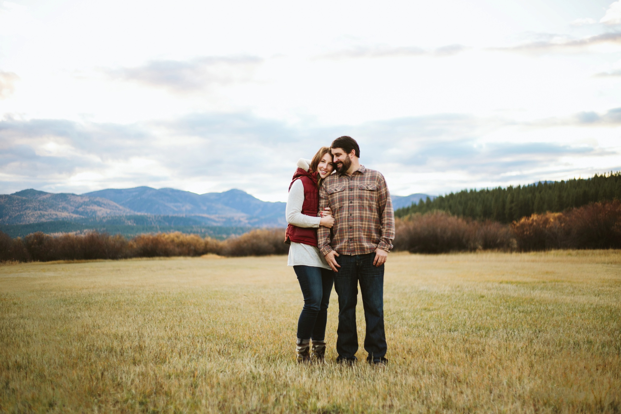 Missoula MT Engagement Photos Couple Holding Hands in Field