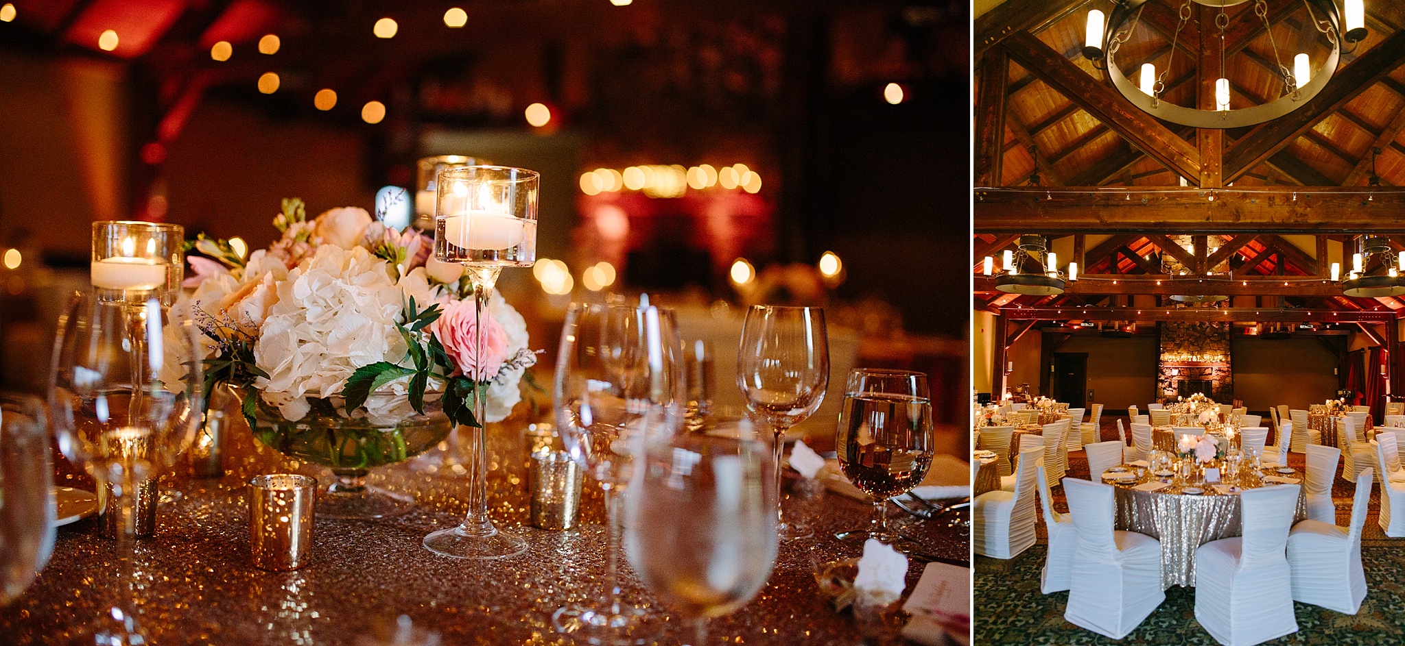 Silvertip Resort Canmore AB Gold Glitter Pink and White Reception