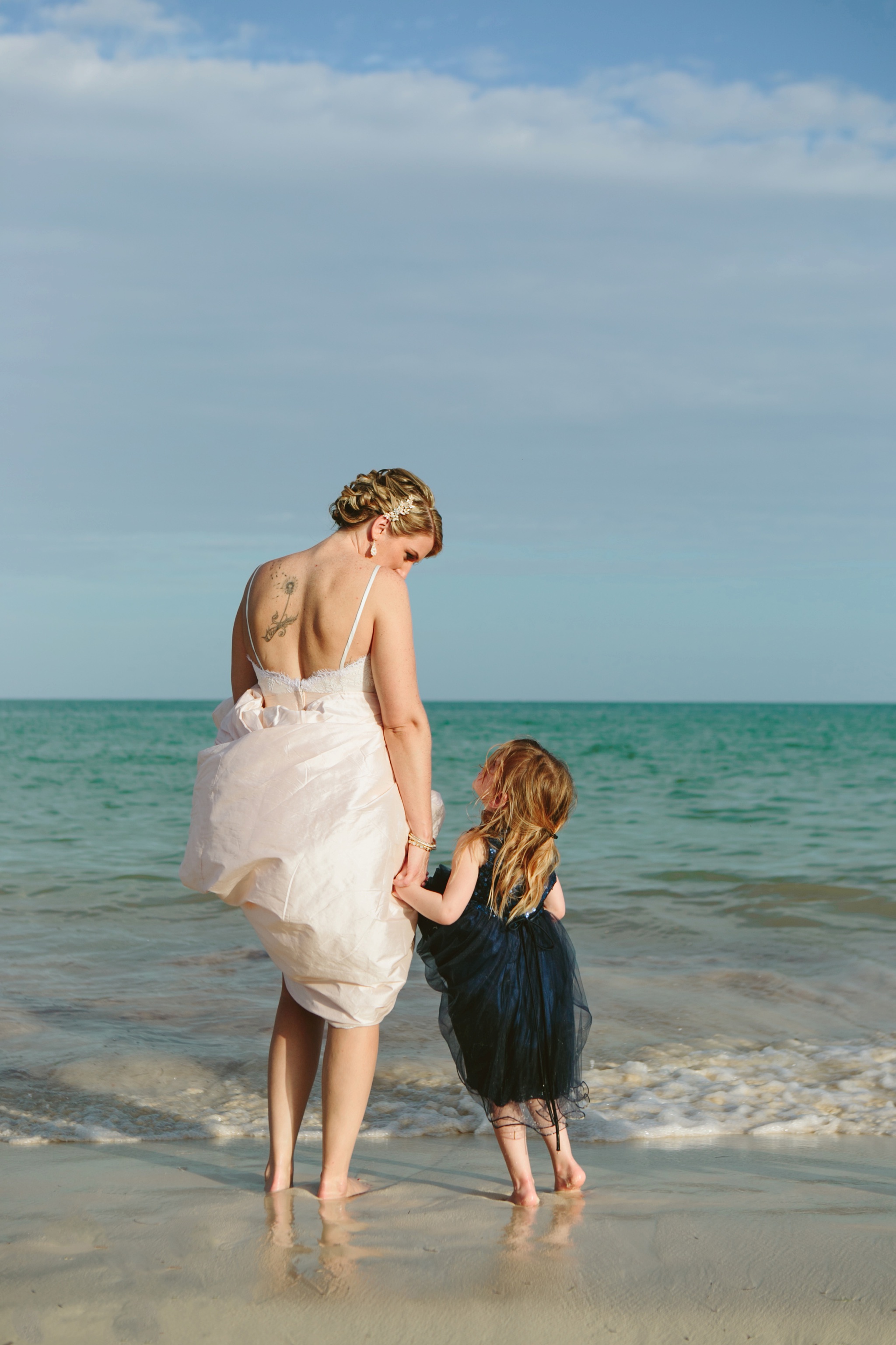 Moon Palace Resort Cancun Mexico Wedding Photos Bride and Daughter on the Beach