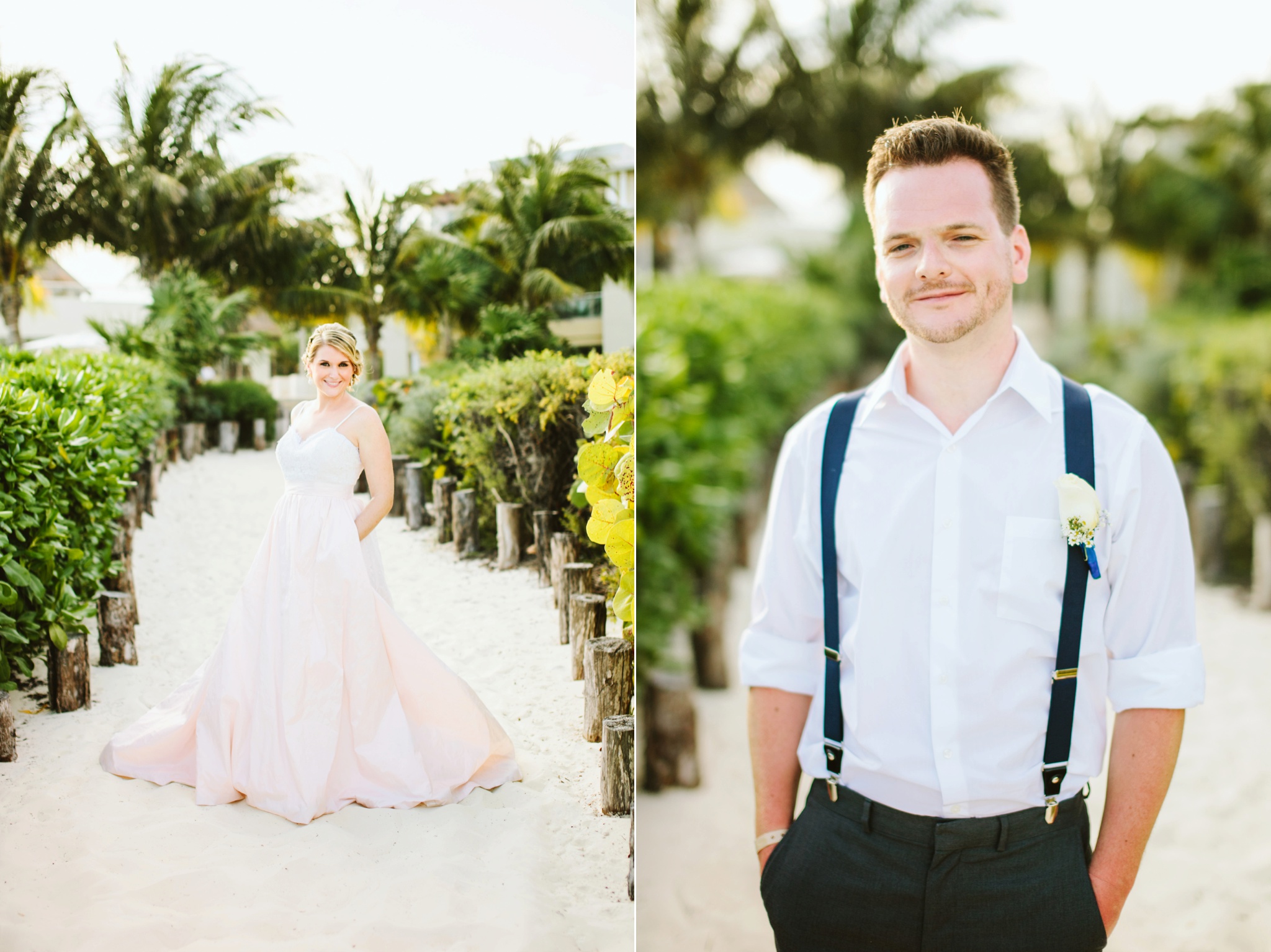 Moon Palace Resort Cancun Mexico Wedding Photos Bride and Groom Individually at Sunset