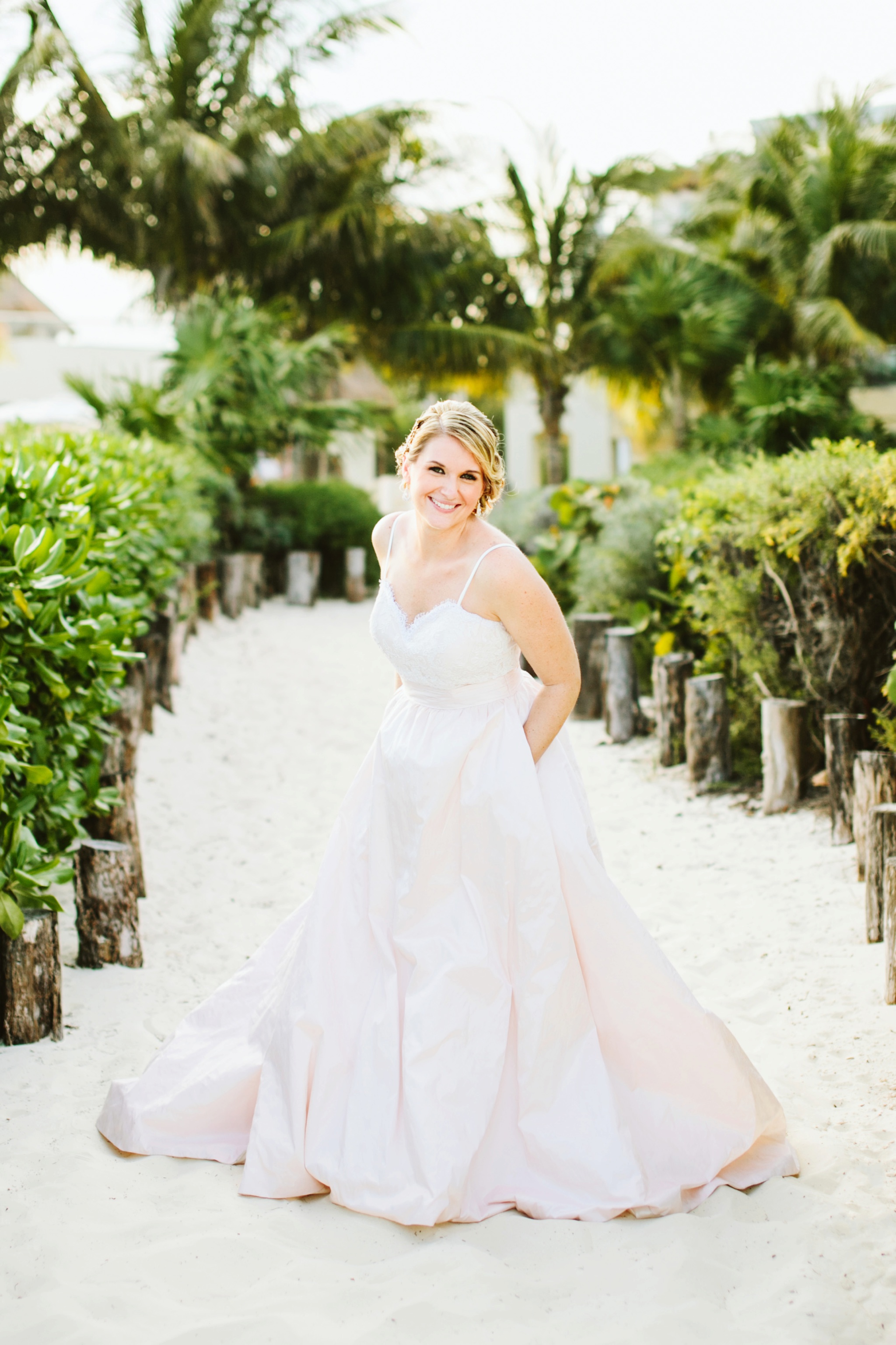 Moon Palace Resort Cancun Mexico Wedding Photos Bride at Sunset