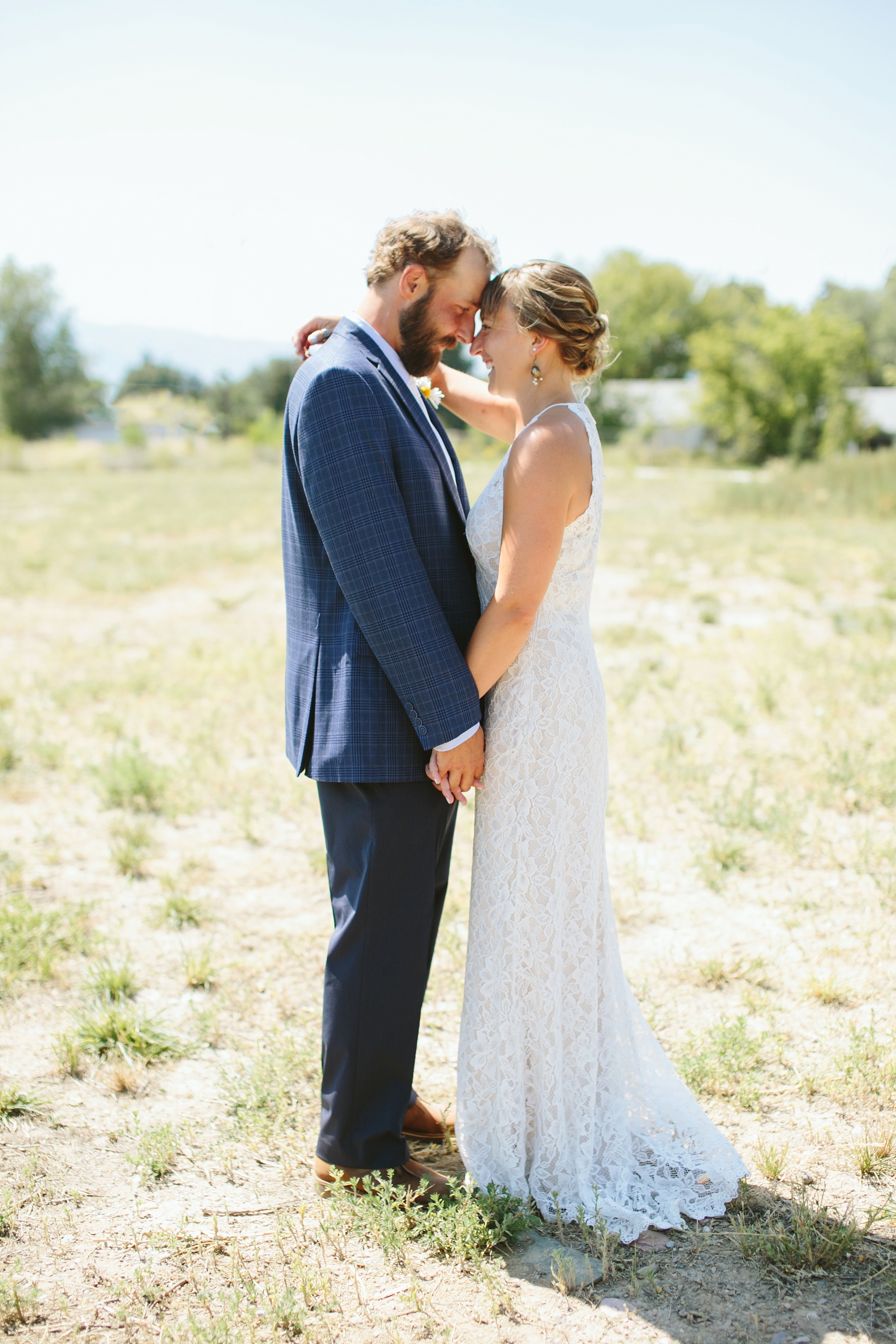 Missoula MT Downtown Silver Park Wedding Couple Embracing
