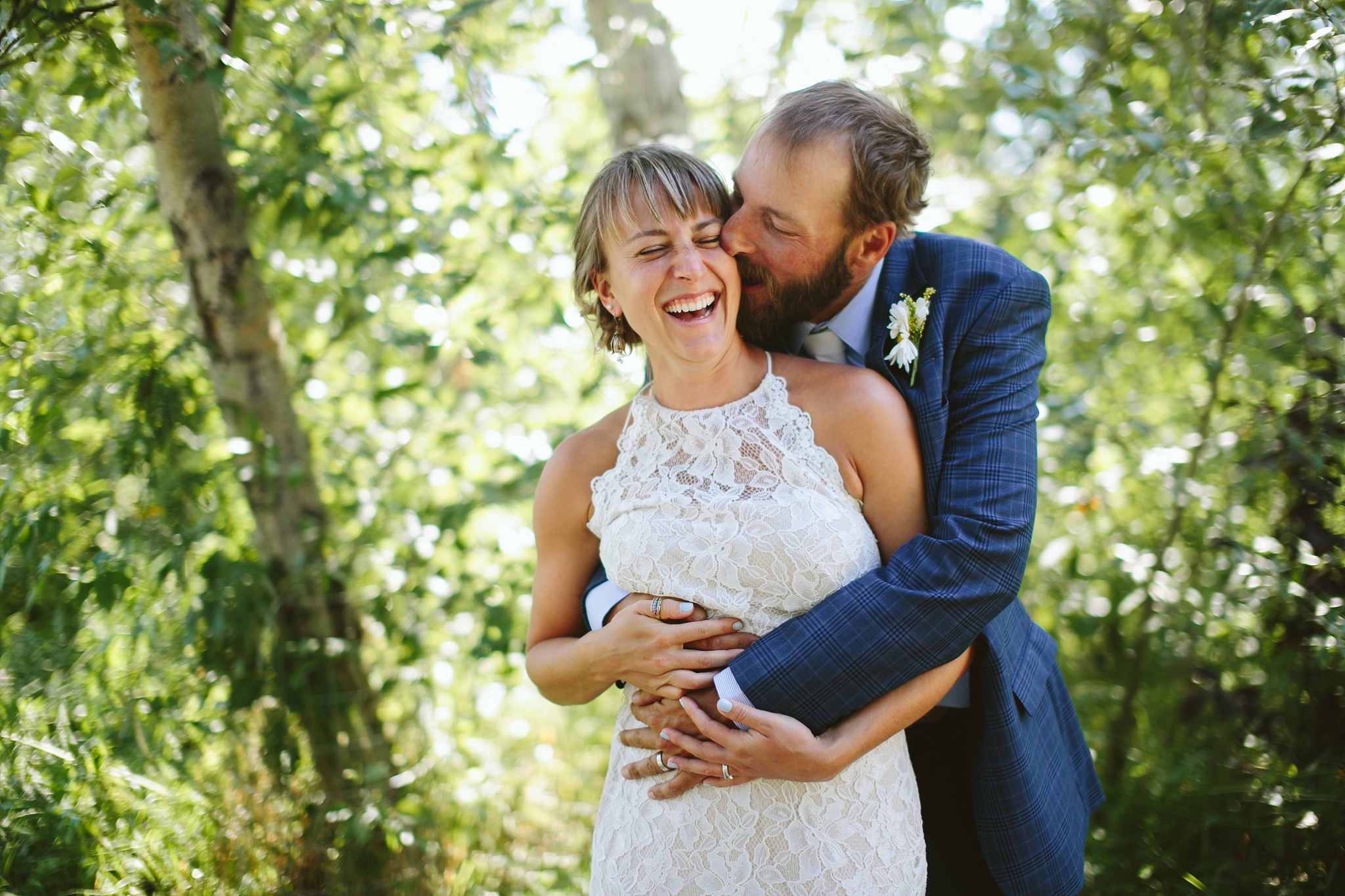 Missoula MT Downtown Wedding Photo Couple Laughing