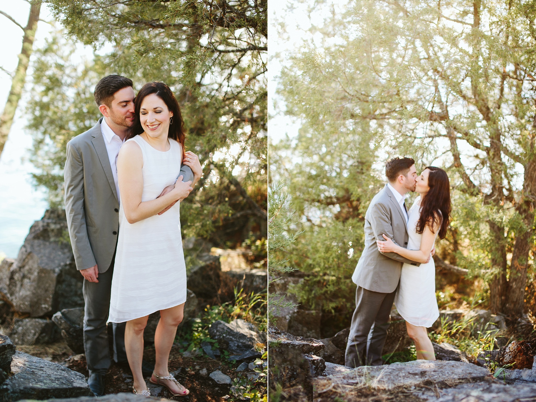 Bigfork MT Lake Engagement Photo Wayfarer Park Couple Kissing