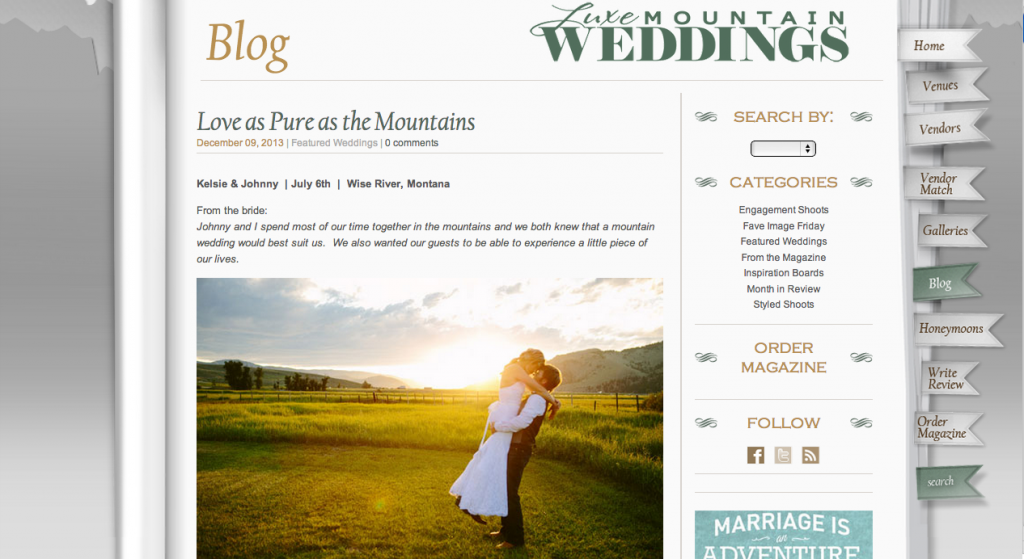 Luxe Mountain Weddings Feature Kelsie Johnny