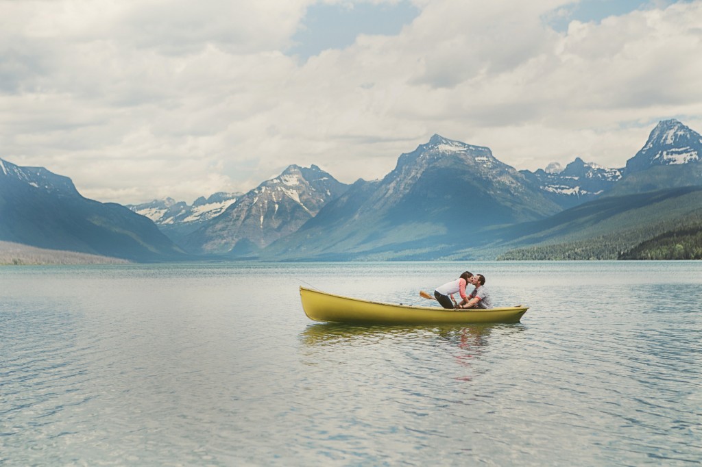 Lake McDonald Glacier National Park Montana Boat Engagement by Jacilyn M