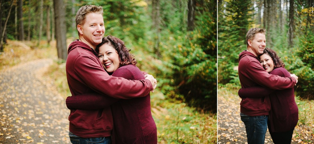 Glacier National Park Engagement Photos Couple Hugging