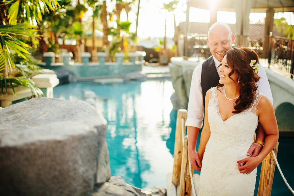 Las Vegas NV Intimate Wedding Couple by Pool