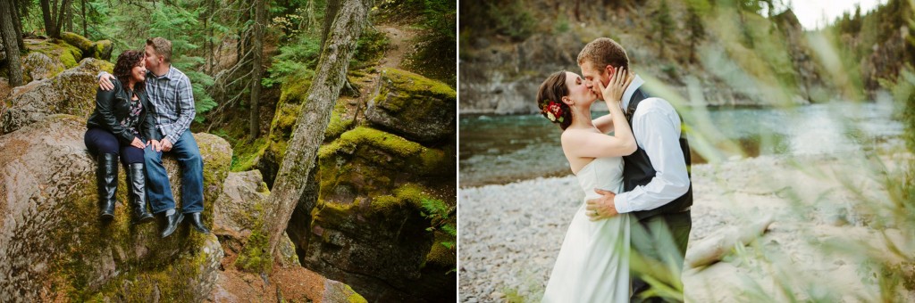 Glacier National Park MT Engagement Photos Couple Kissing