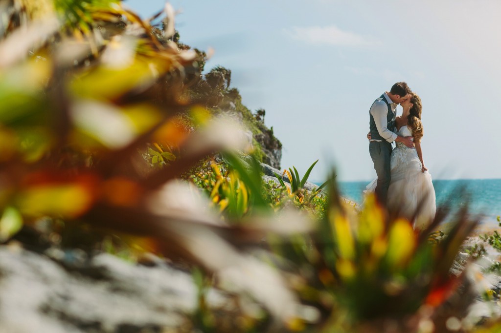 Tulum Mexico Destination Wedding Photography Couple Kissing