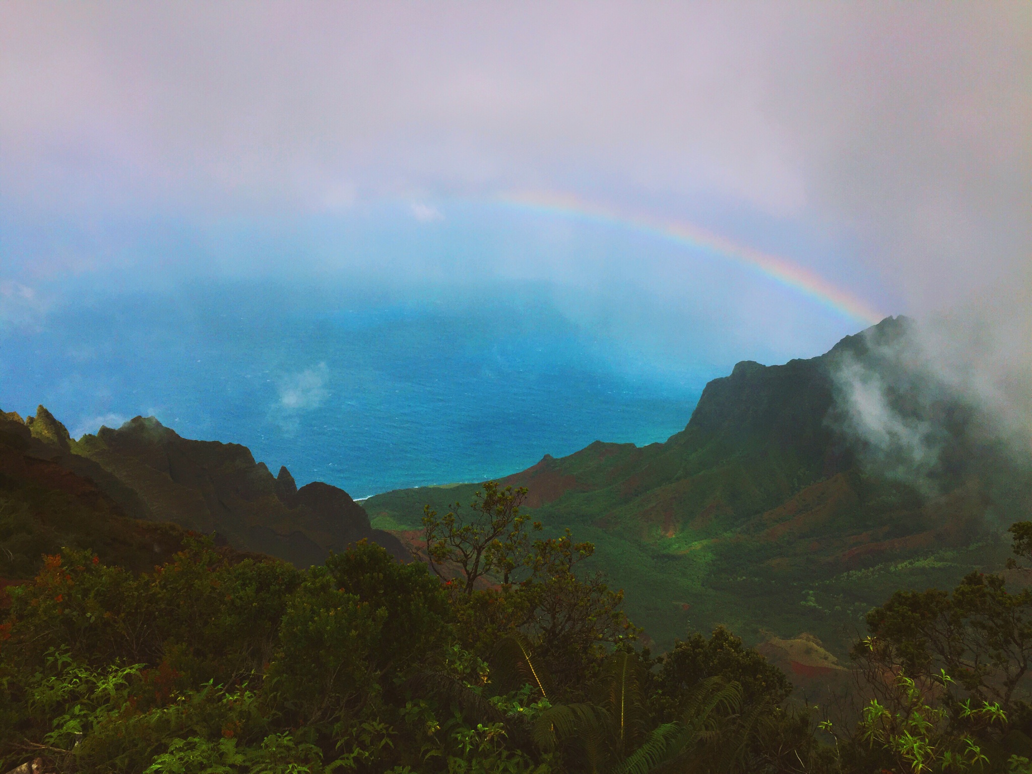 Kauai Hawaii Christmas Vacation Kalalau Lookout Rainbow