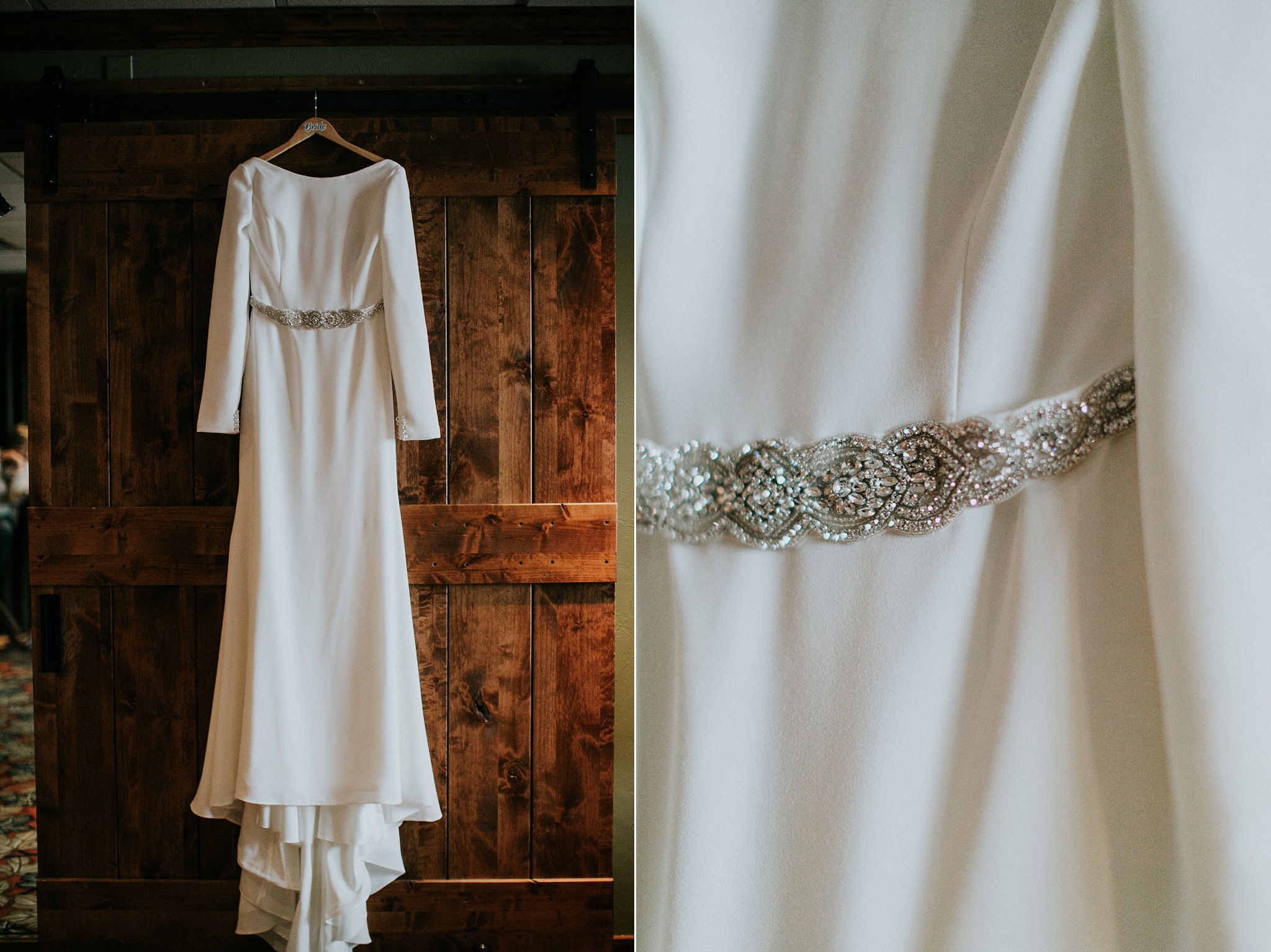 Whitefish Lake ResortMT Winter Wedding Dress Hanging