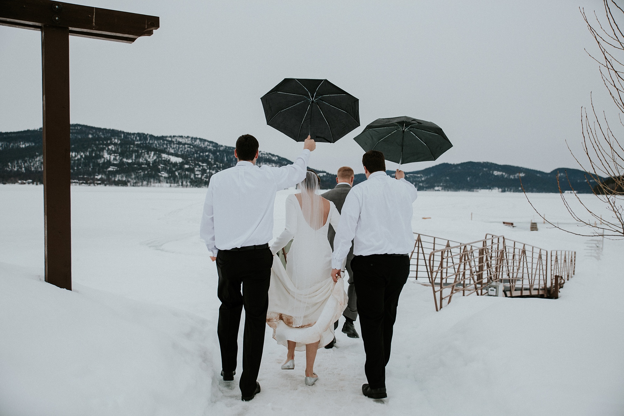 Whitefish Lake Resort MT Winter Wedding Photos 