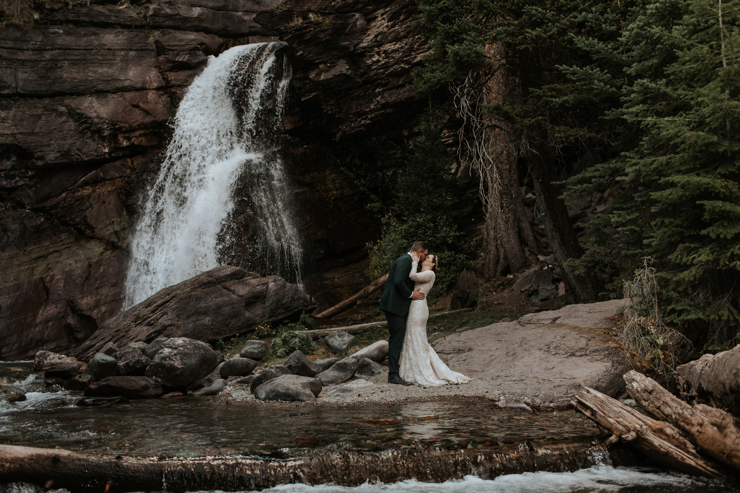 Glacier National Park Micro Wedding at a Waterfall
