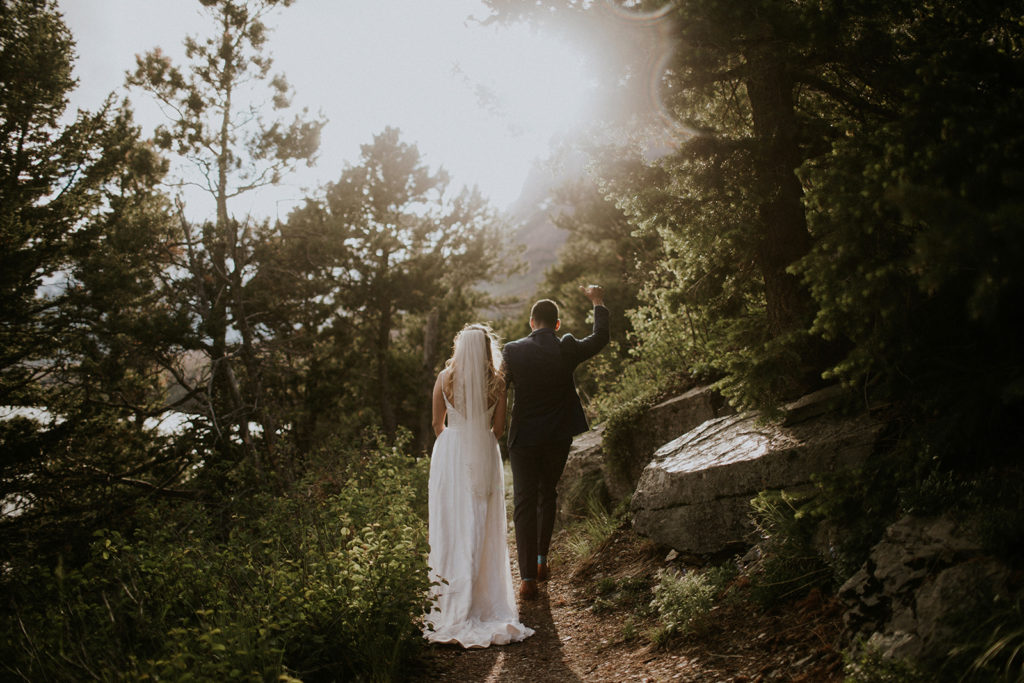 Summer elopement in the trees and forest of Glacier National Park