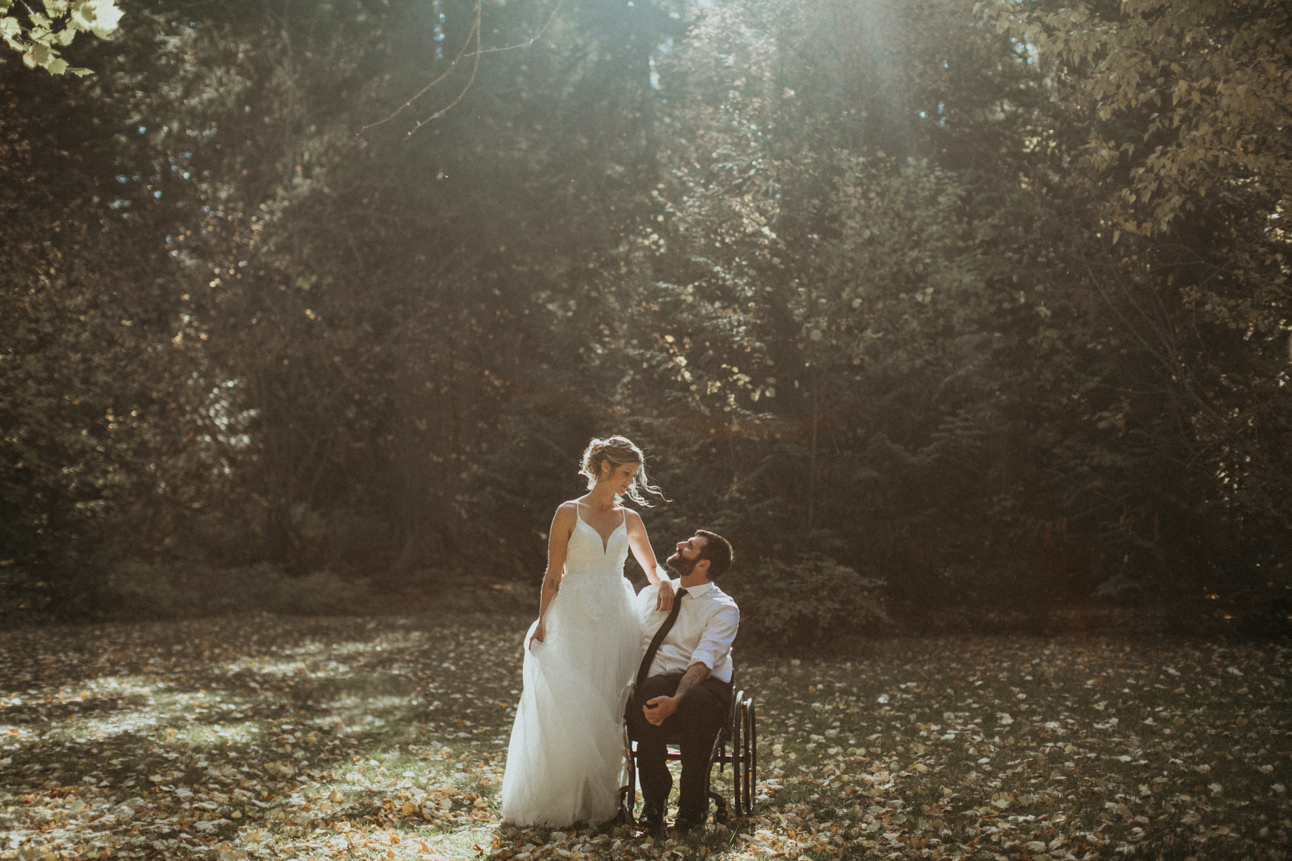 Fall sunset elopement in the mountains of Montana in Glacier National Park wheelchair accessible