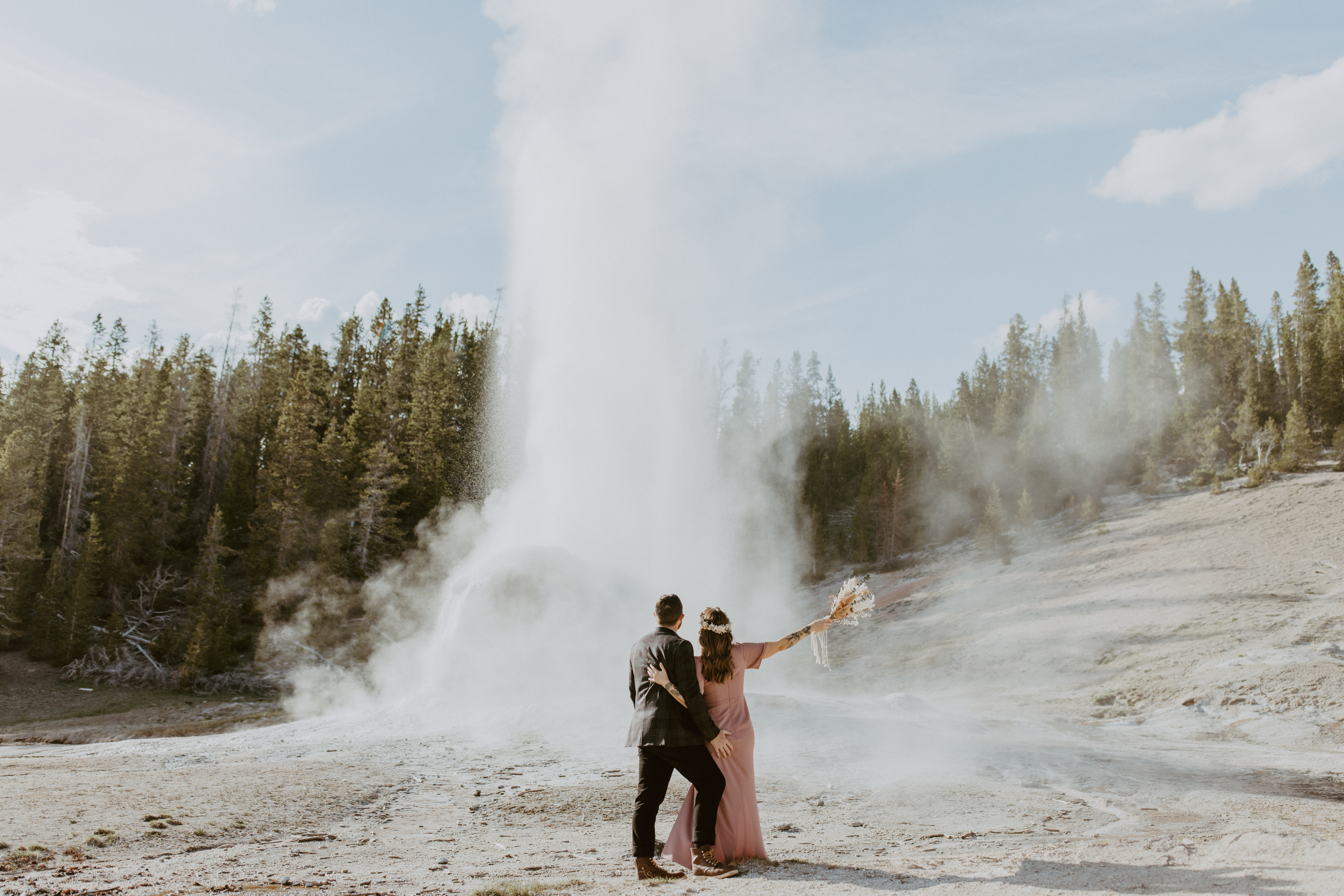 yellowstone national park adventure elopement geyser