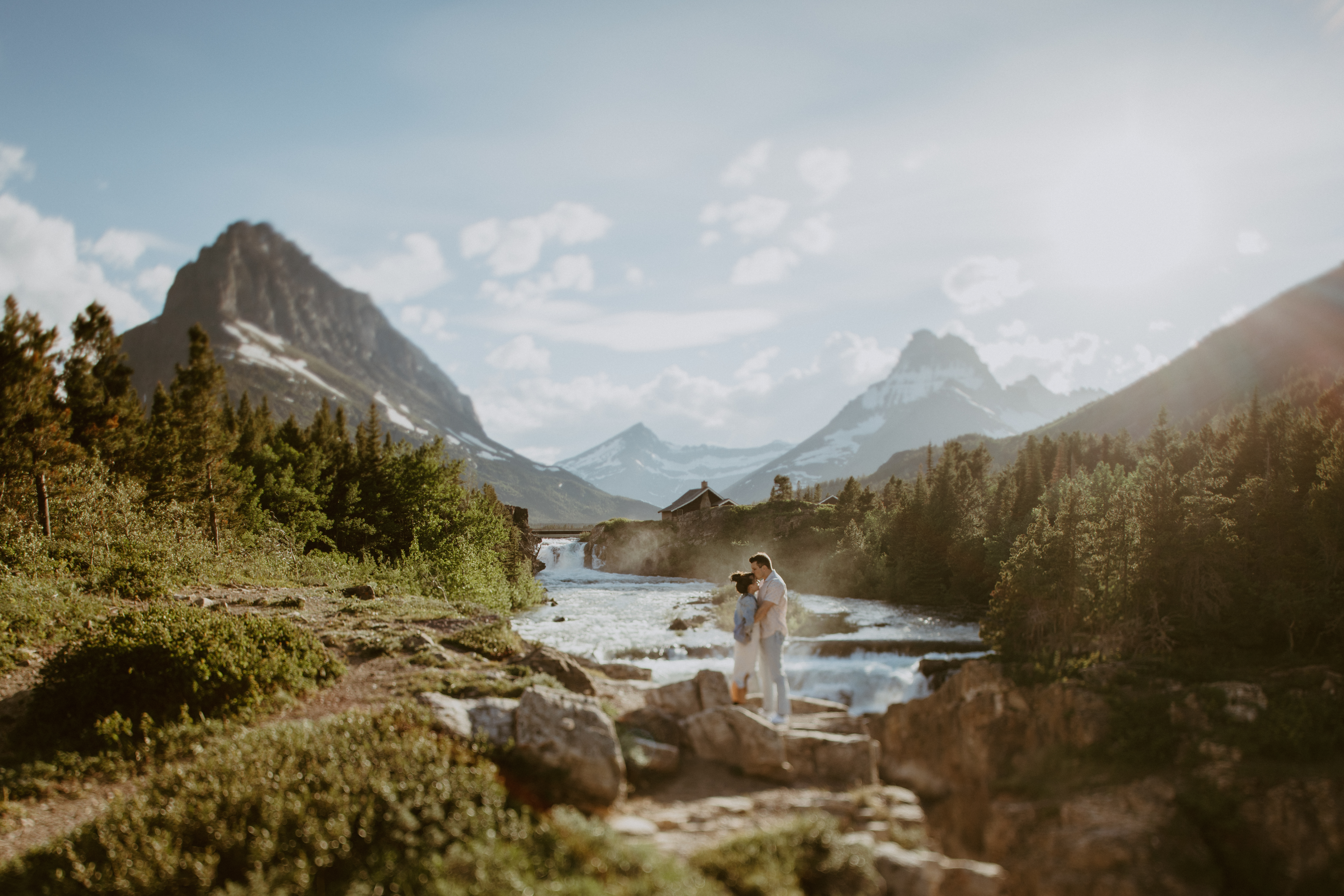 Glacier National Park engagement photos in the Many Glacier valley during the summer